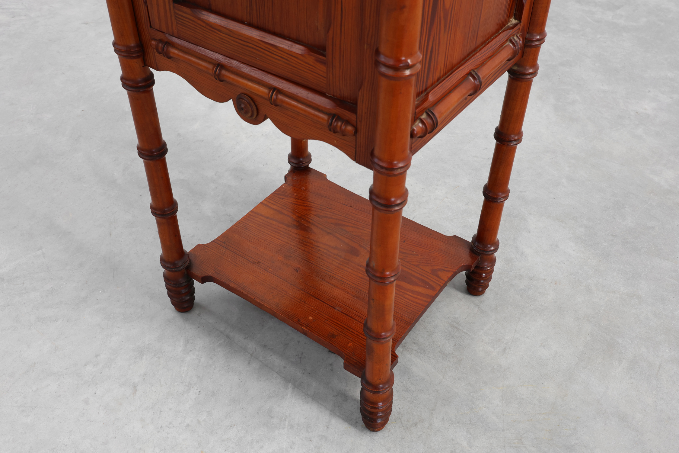 Late 19th century Faux bamboo and marble bedside table, Francethumbnail